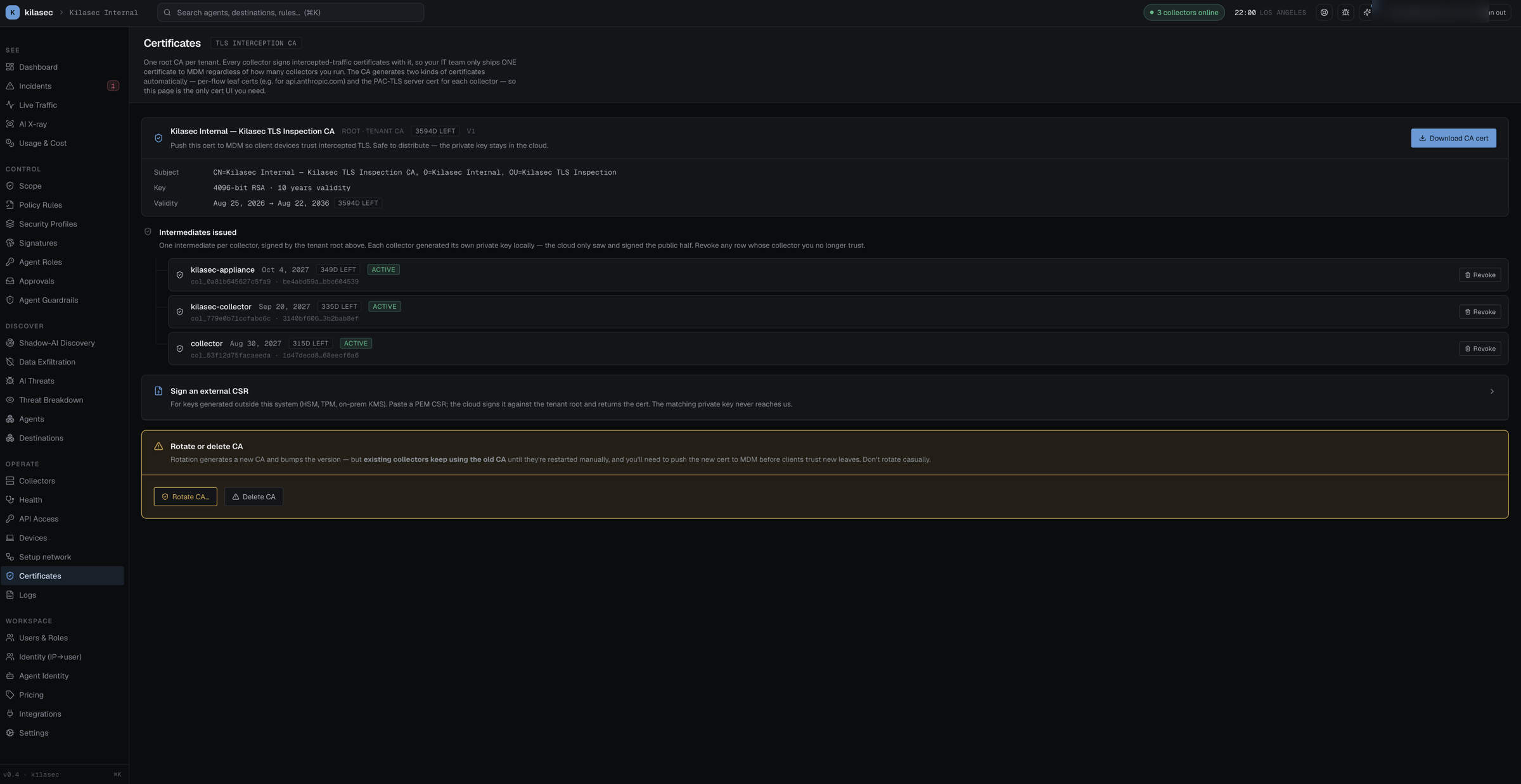 TLS Inspection — certificate tree